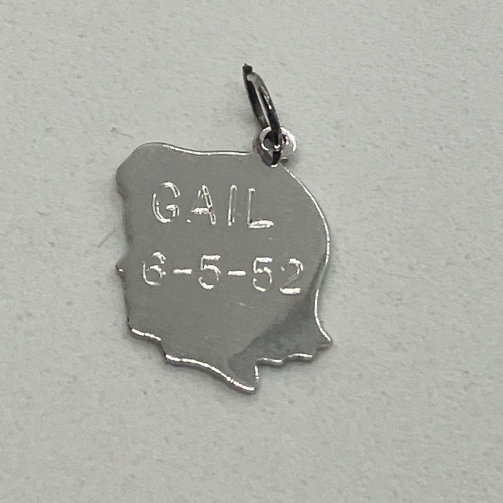 Vtg 925 Sterling Silver Necklace Girl Head Silhouette Gail Charm Pendant
